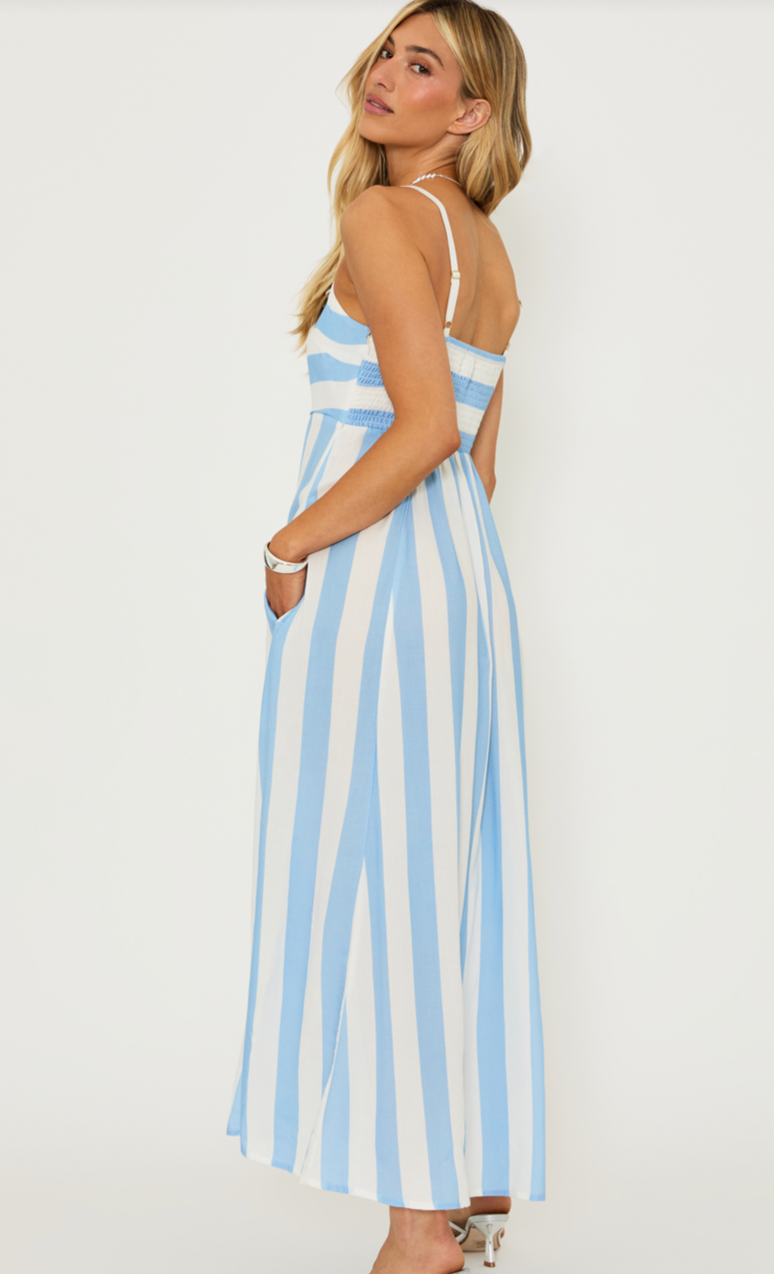 Rianne Blue and White Striped Dress by Beach Riot