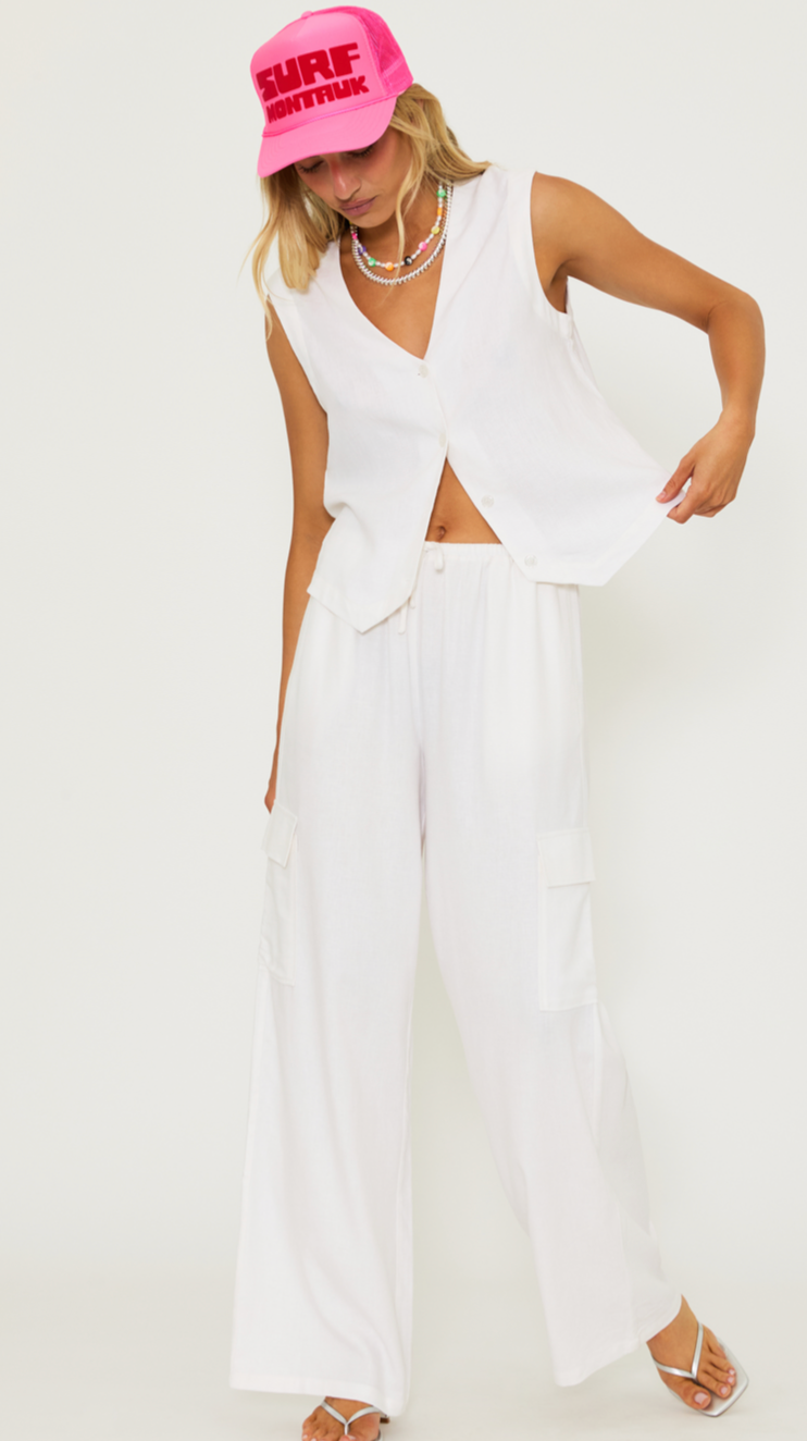 Amara Linen White Pant by Beach Riot