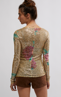 Printed Sequin Long Sleeve Top by Free People