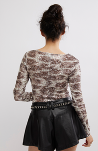 Printed Sequin Long Sleeve Top by Free People