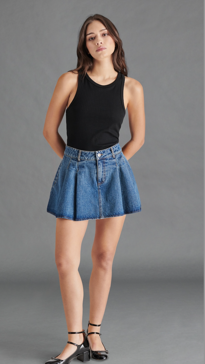 Marlowe Denim Skort in Black or Denim by Steve Madden