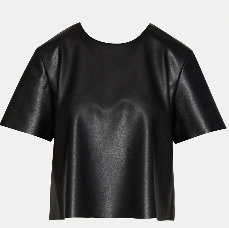 Ezra Vegan Leather Short Sleeve Top by Steve Madden