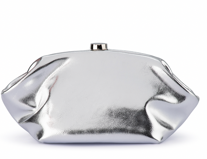 Metallic Silver Clutch Bag by Olga Berg