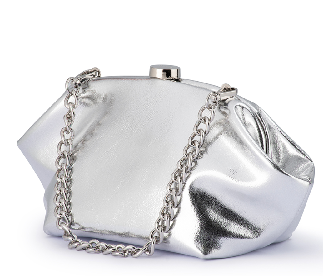 Metallic Silver Clutch Bag by Olga Berg