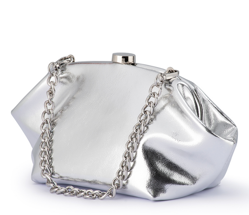 Metallic Silver Clutch Bag by Olga Berg