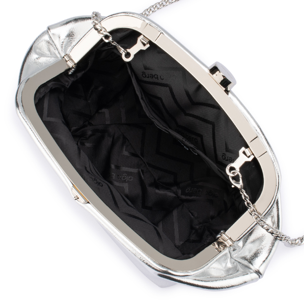 Metallic Silver Clutch Bag by Olga Berg