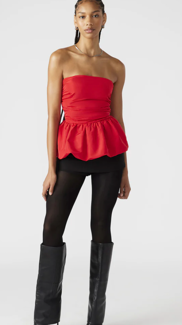 Bubble Strapless Top in Black and Red by Steve Madden