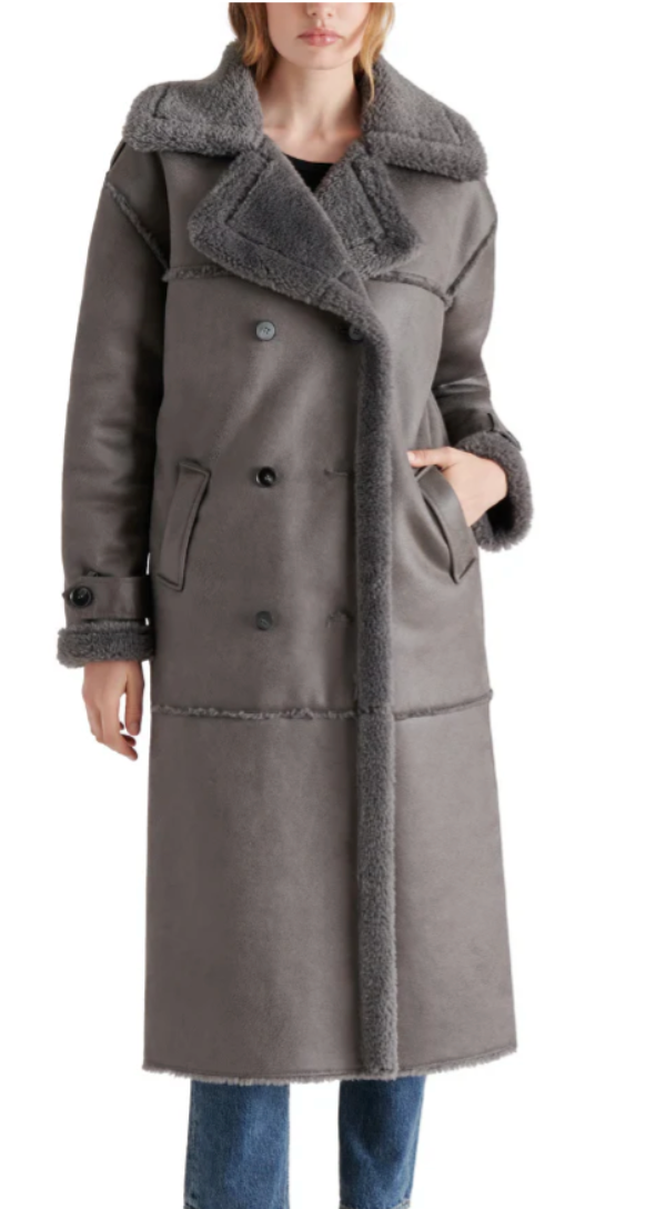 Eiffel Coat Grey Peacoat by Steve Madden