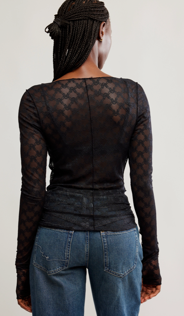 Sheer Lace Ribbon Top by Free People