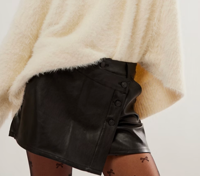 Brown or Black Wynne Vegan Leather Mini Skirt by Free People