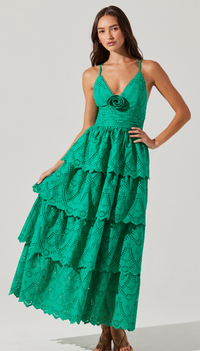 Lace Rosette Maxi Dress in green or white by ASTR the Label