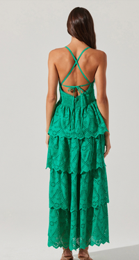 Lace Rosette Maxi Dress in green or white by ASTR the Label