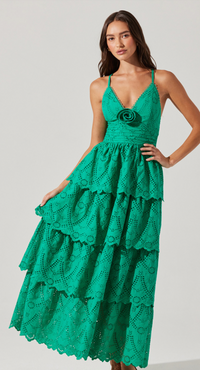 Lace Rosette Maxi Dress in green or white by ASTR the Label