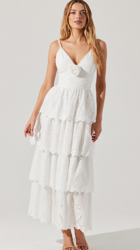 Lace Rosette Maxi Dress in green or white by ASTR the Label