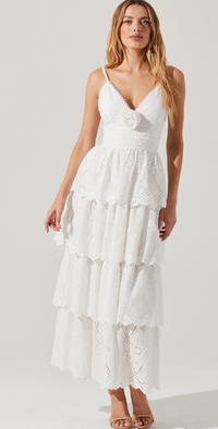 Lace Rosette Maxi Dress in green or white by ASTR the Label
