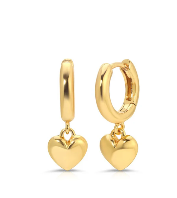 Jurate Huggie Hoop Earrings with Hearts