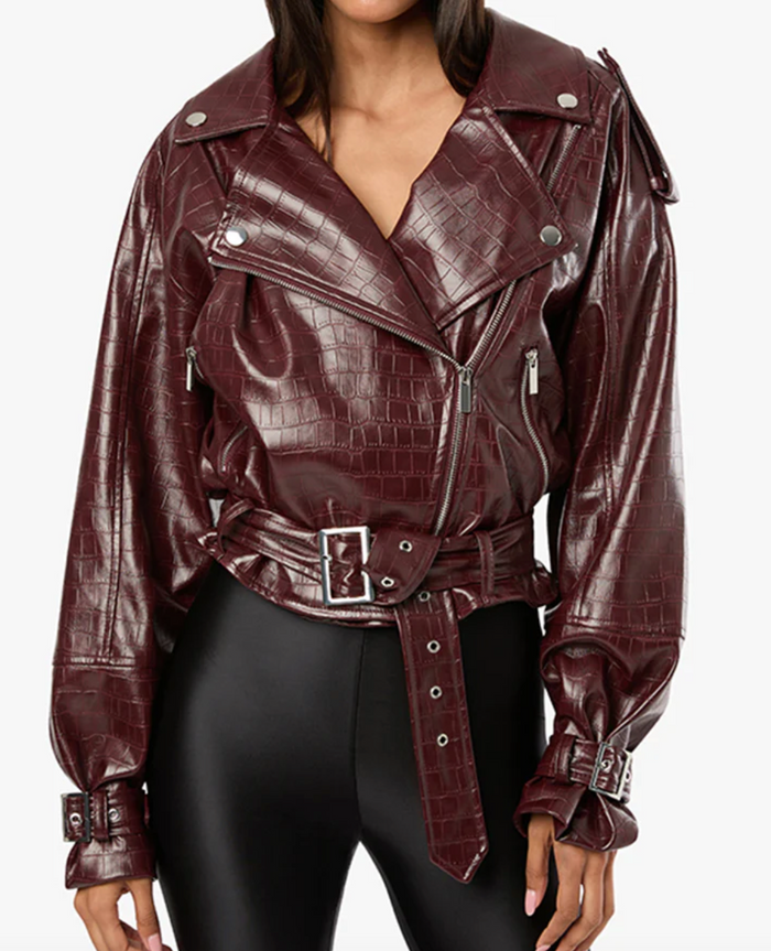 Burgundy Vegan Leather Jacket by We Wore What