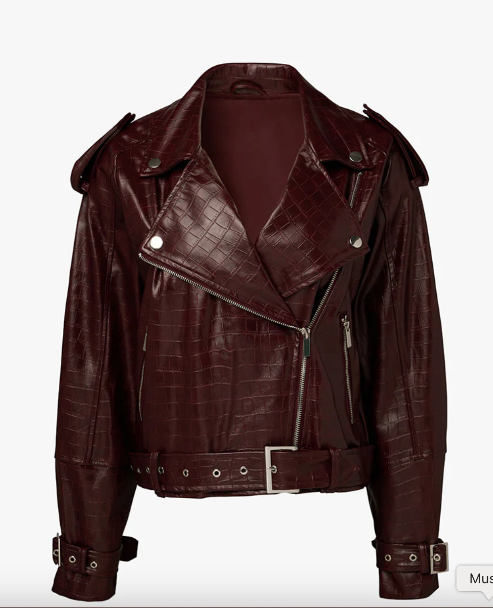 Burgundy Vegan Leather Jacket by We Wore What