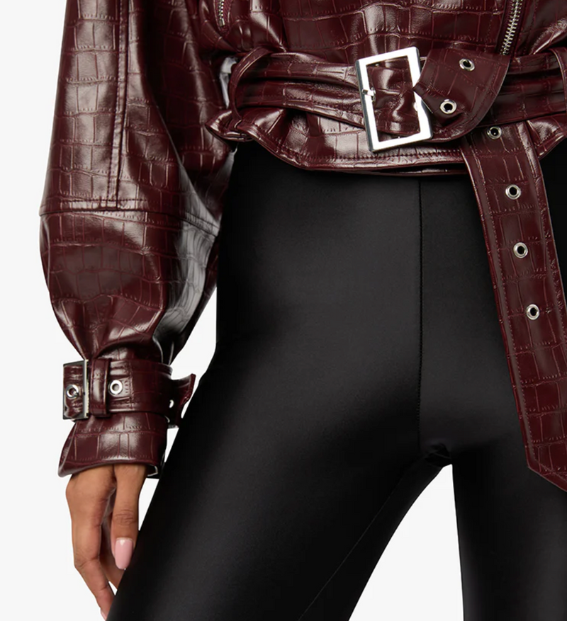 Burgundy Vegan Leather Jacket by We Wore What