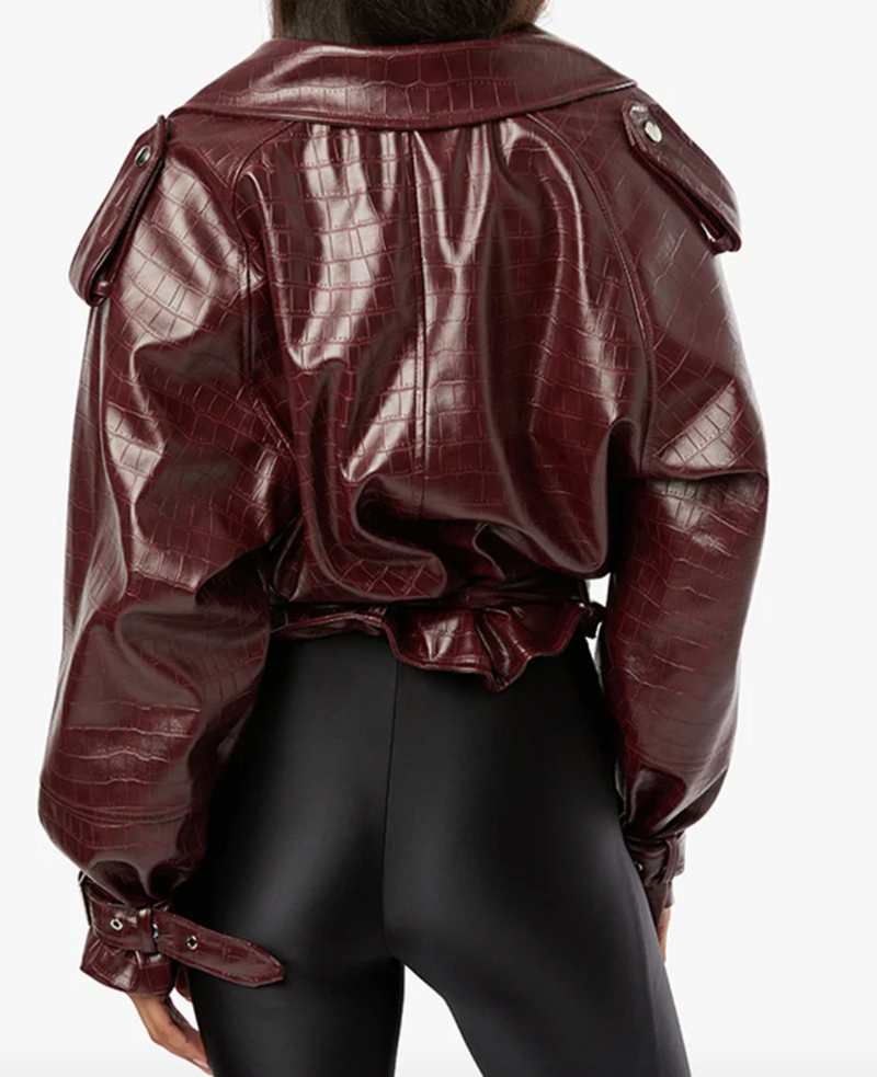 Burgundy Vegan Leather Jacket by We Wore What