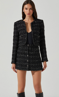 Mavey Tweed Mini Skirt in Black by Astr the Label