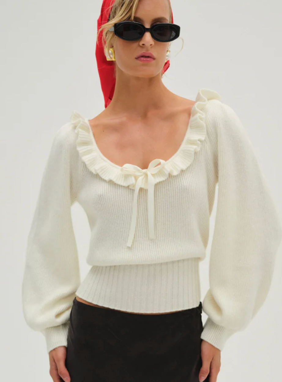 Miranda White Sweater Top by For Love and Lemons