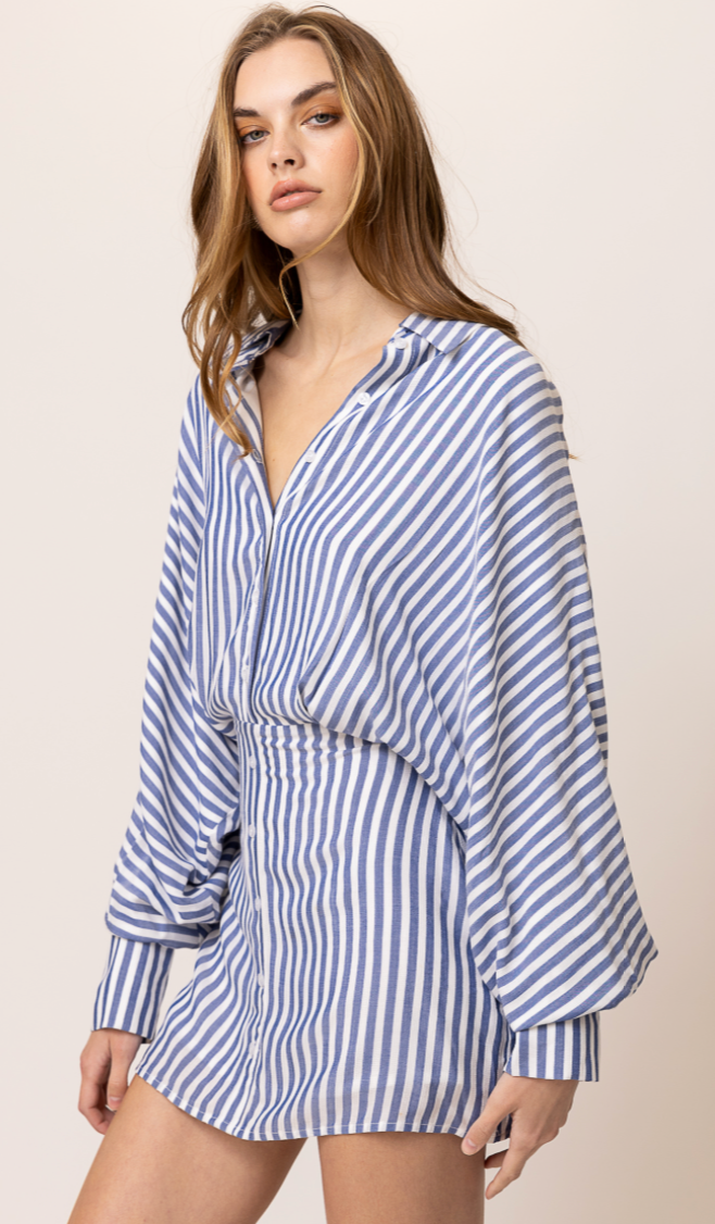 Noah Striped Shirt Dress by Line and Dot