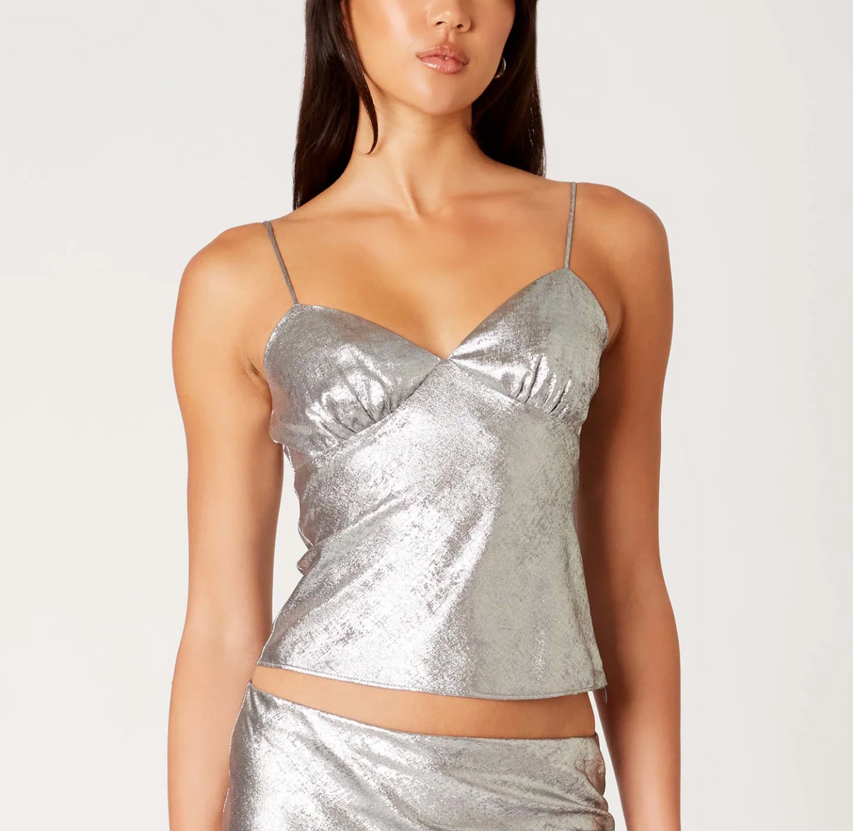 Moss Silver Silky Satin Top by NIA