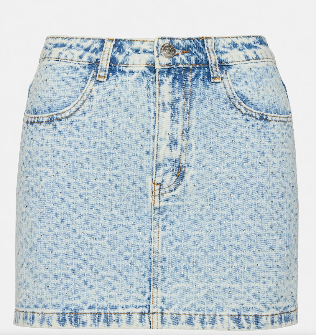 Beck Rhinestone Denim Mini Skirt by Steve Madden