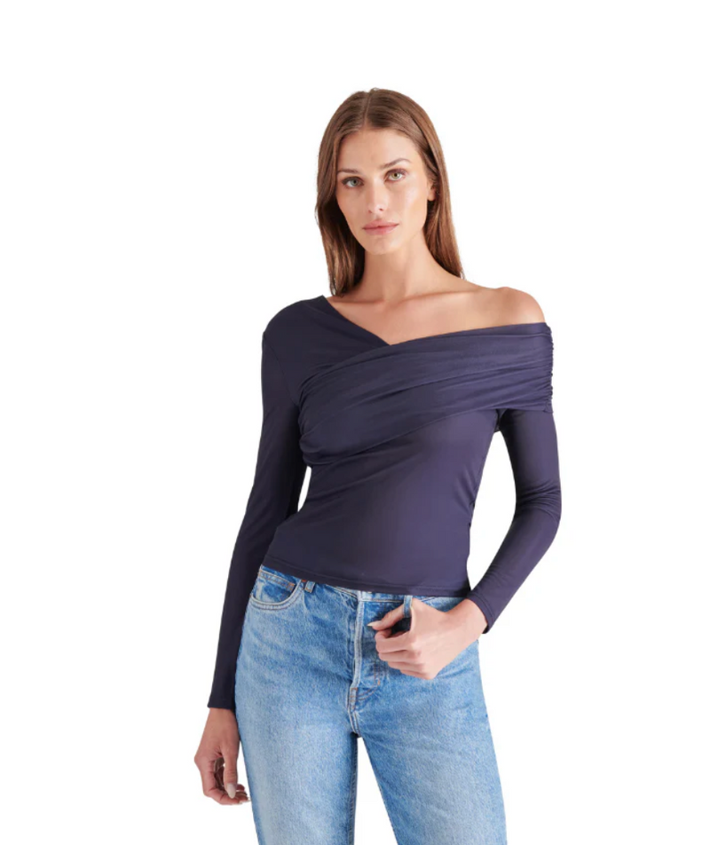 Navy Long Sleeve Mesh Top by Steve Madden