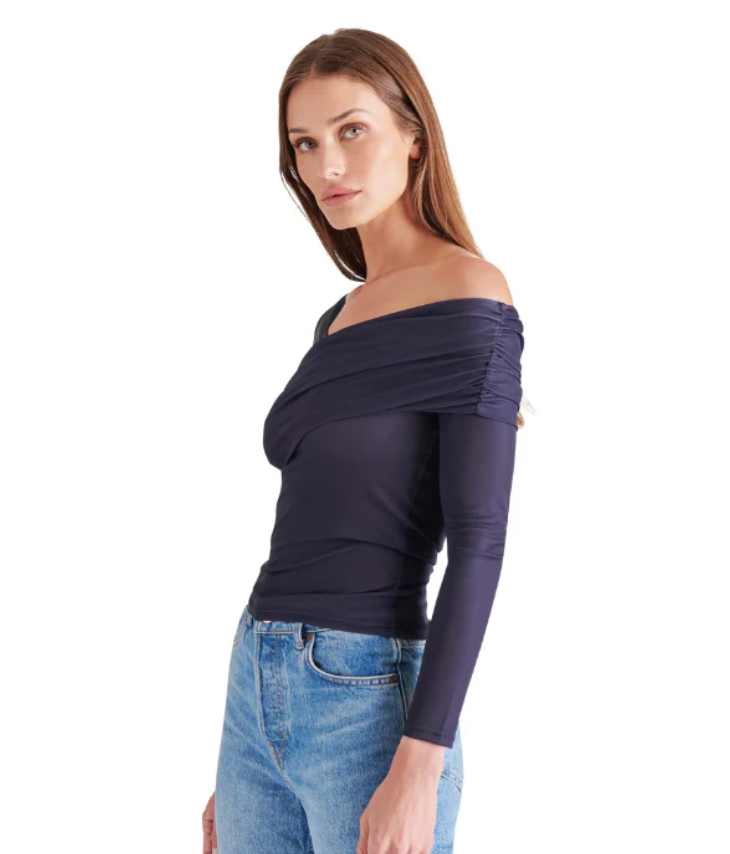 Navy Long Sleeve Mesh Top by Steve Madden