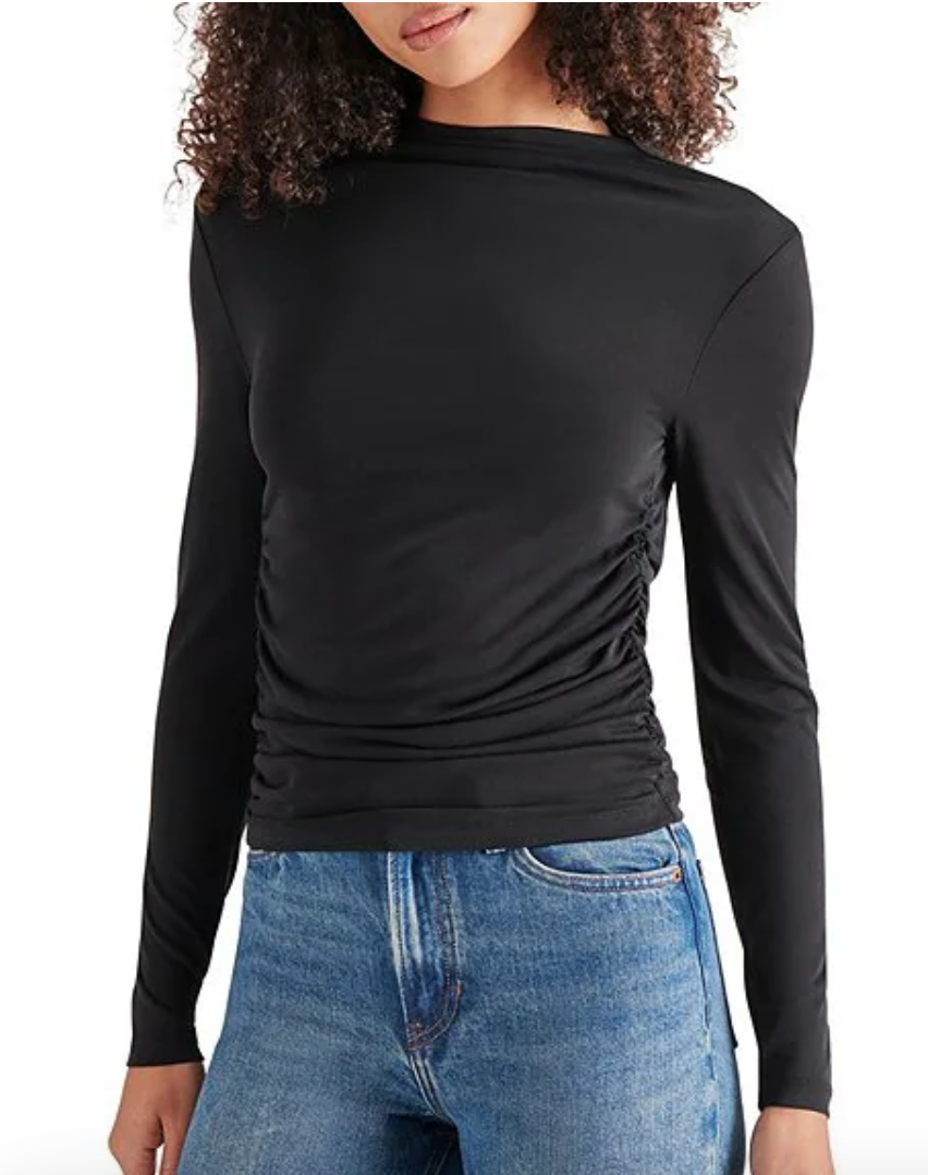 Elvira Black Long Sleeve Top by Steve Madden