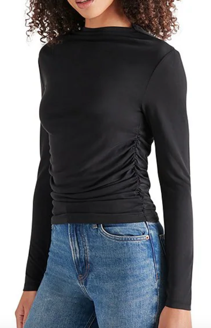 Elvira Black Long Sleeve Top by Steve Madden