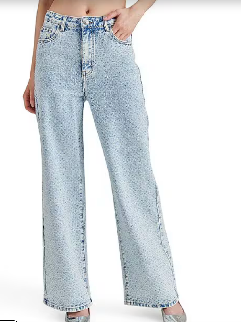 Avaline Rhinestone Denim Pant by Steve Madden