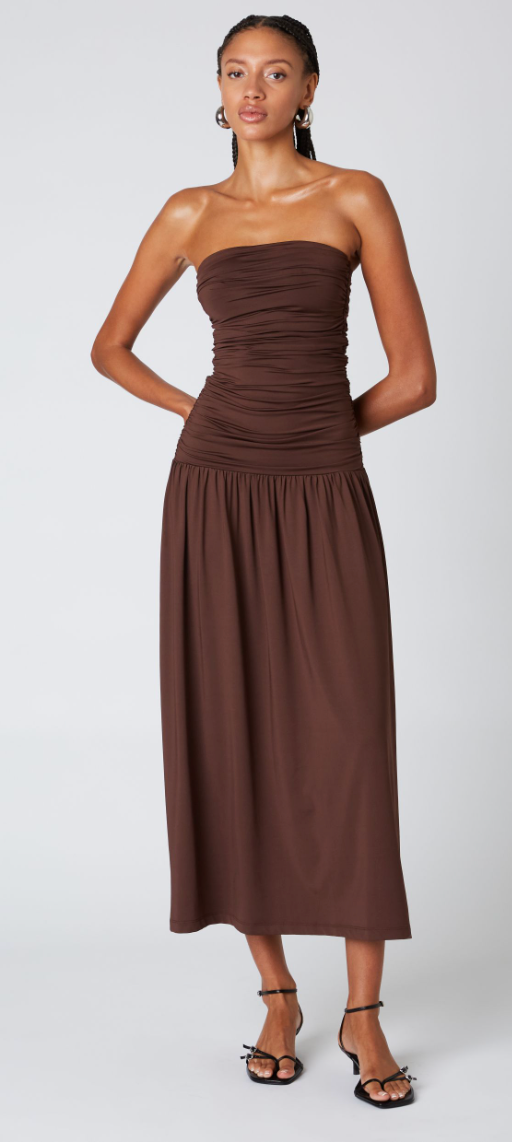 Santal Strapless Maxi Dress Dress in White Black or Brown by NIA