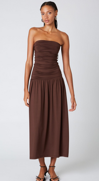 Santal Strapless Maxi Dress Dress in White Black or Brown by NIA
