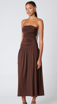 Santal Strapless Maxi Dress Dress in White Black or Brown by NIA