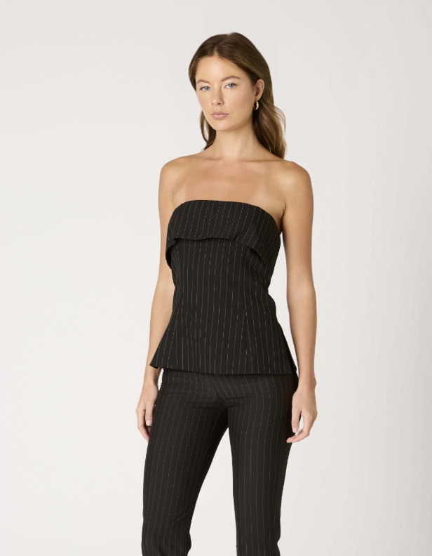 Rob Pinstripe Strapless Top by NIA