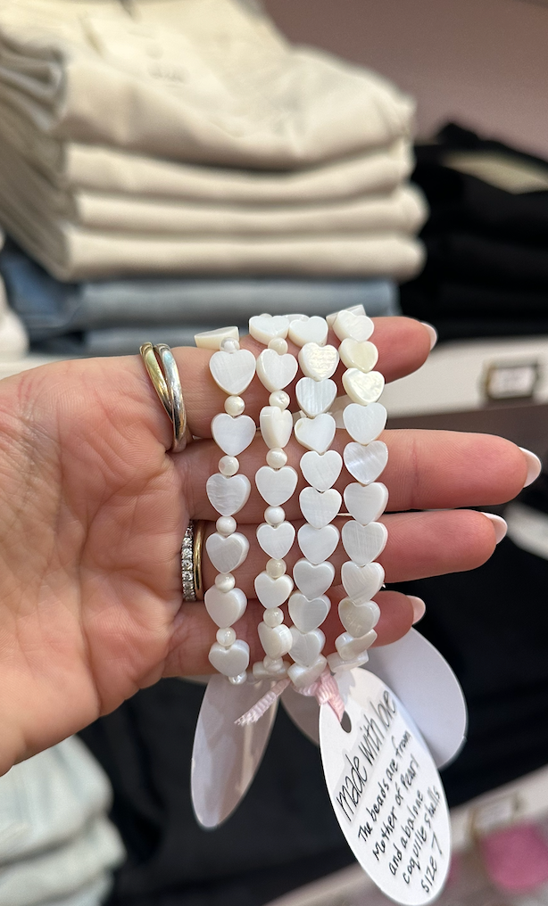 Small Heart Shell Bracelets by Kimberly Aman