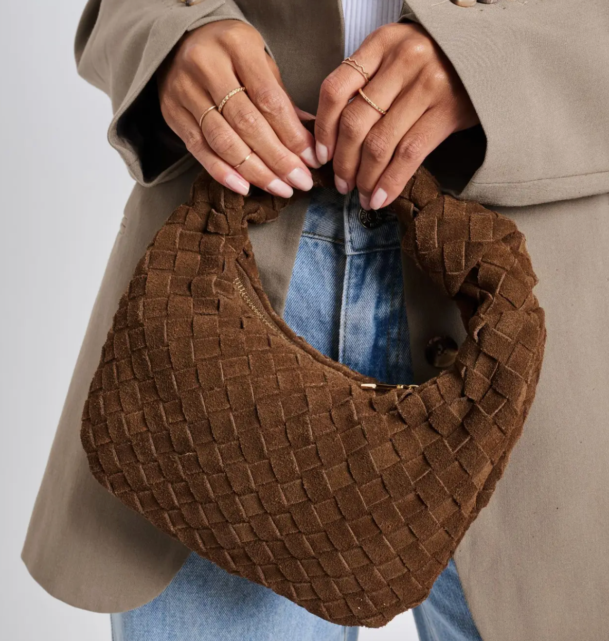 Suede Woven Bag