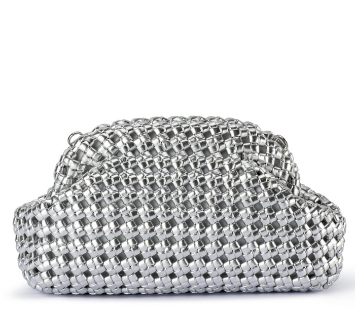 Silver woven bag by Olga Berg