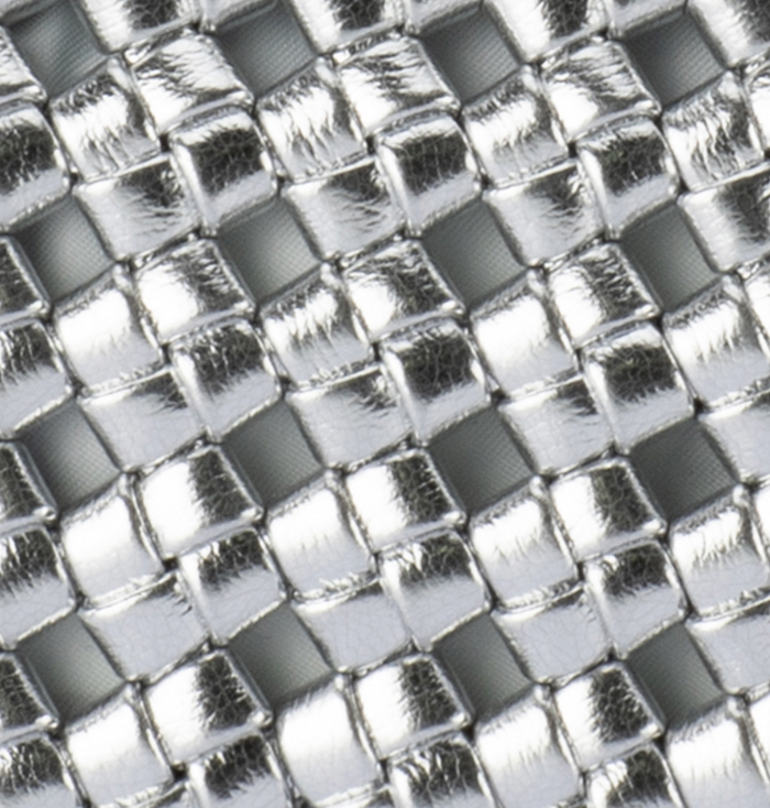 Silver woven bag by Olga Berg