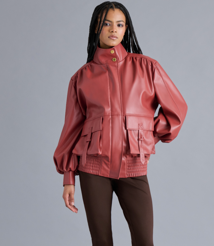Red Vegan Leather Jacket by Steve Madden