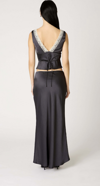 Black Satin Maxi Skirt by NIA