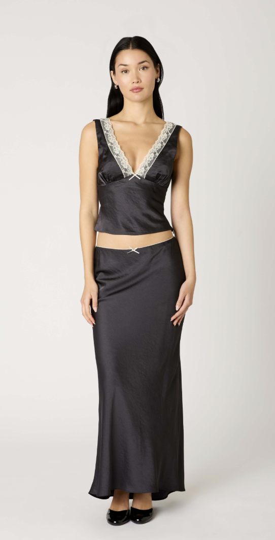 Celia Black Satin Top by NIA