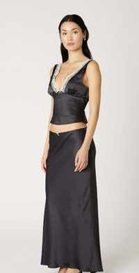 Celia Black Satin Top by NIA