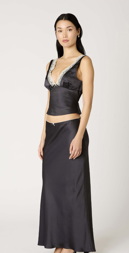 Celia Black Satin Top by NIA