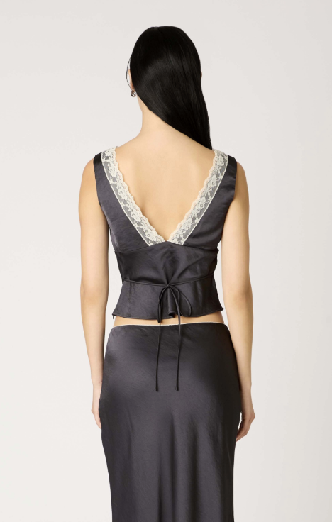 Celia Black Satin Top by NIA