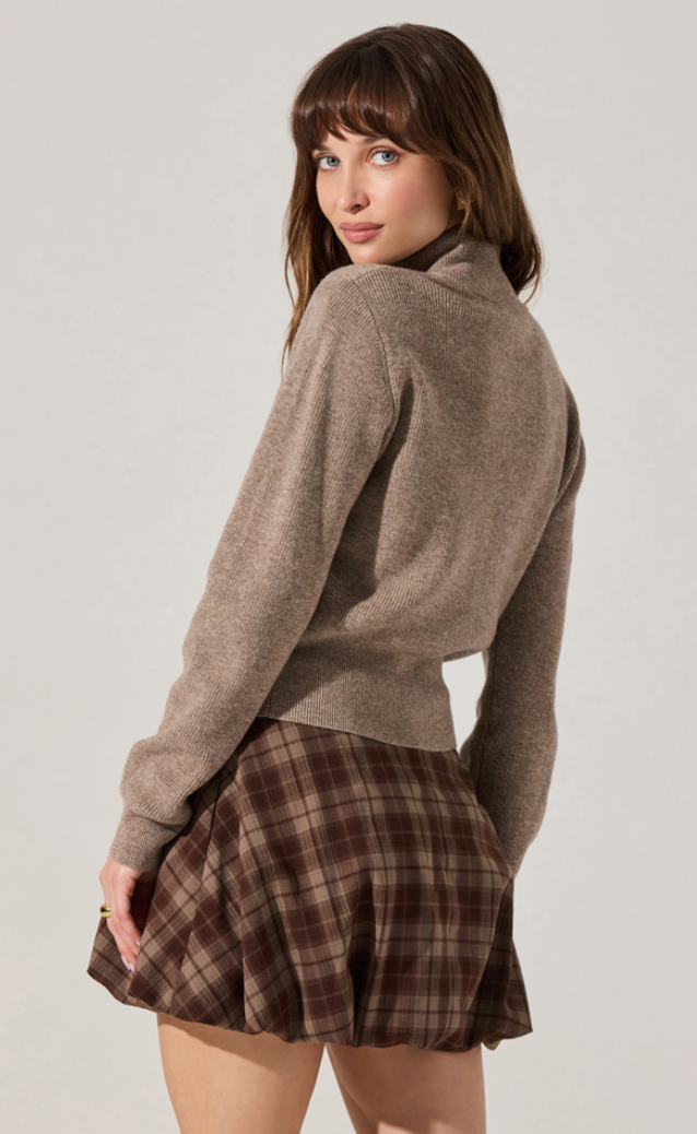 Taupe Button Down Sweater Cardigan by ASTR