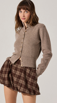 Taupe Button Down Sweater Cardigan by ASTR